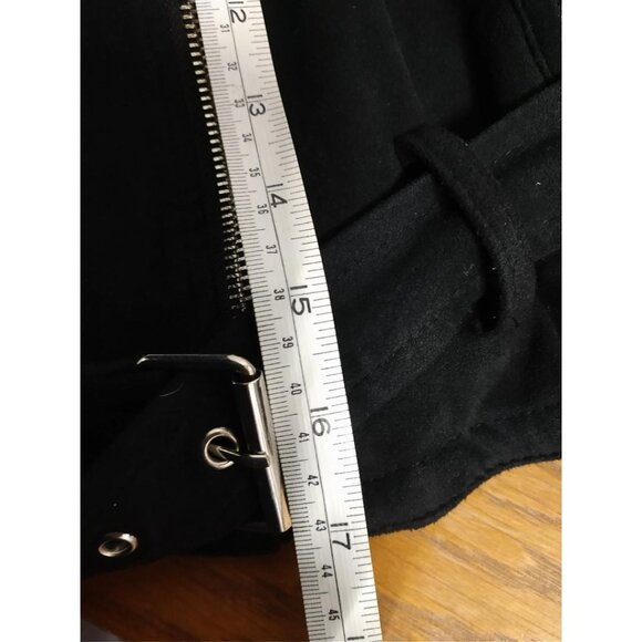 Ashley International Black Cropped Jacket S With Zipper & Belt Accents - Picture 3 of 6